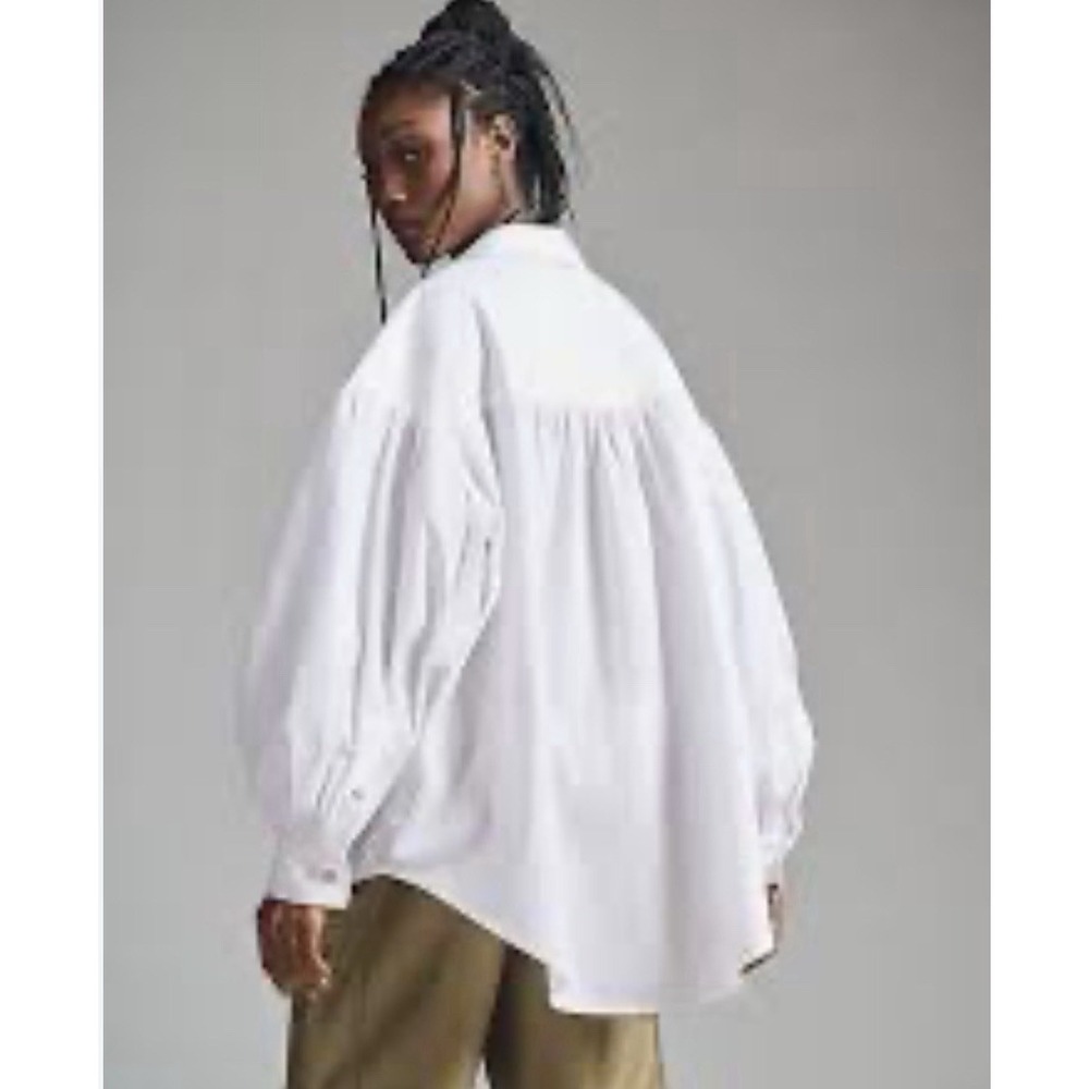 Anthropologie Pilcro Women's Oversized White Poplin Shirt Button-Up Size XS - Picture 4 of 10